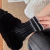 Retro Style Winter Coffee Blue Luxury Imitation Mink Stripe Contrasting Mid-Leg Socks Diamond Plaid Stack Socks Court Style Warmth