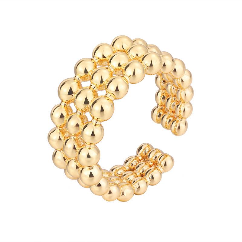 BF CLUB 925 Sterling Rings for Women Fashion Geometric Handmade Irregular Gold Dots Ring Party Christmas Gift