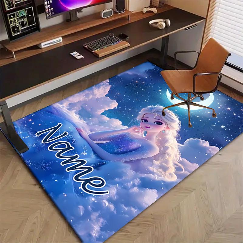 Custom Frozen Mat Personalized Name, Polyester Washable Indoor Entryway Rug, Gift for Christmas, Easter, Thanksgiving Day