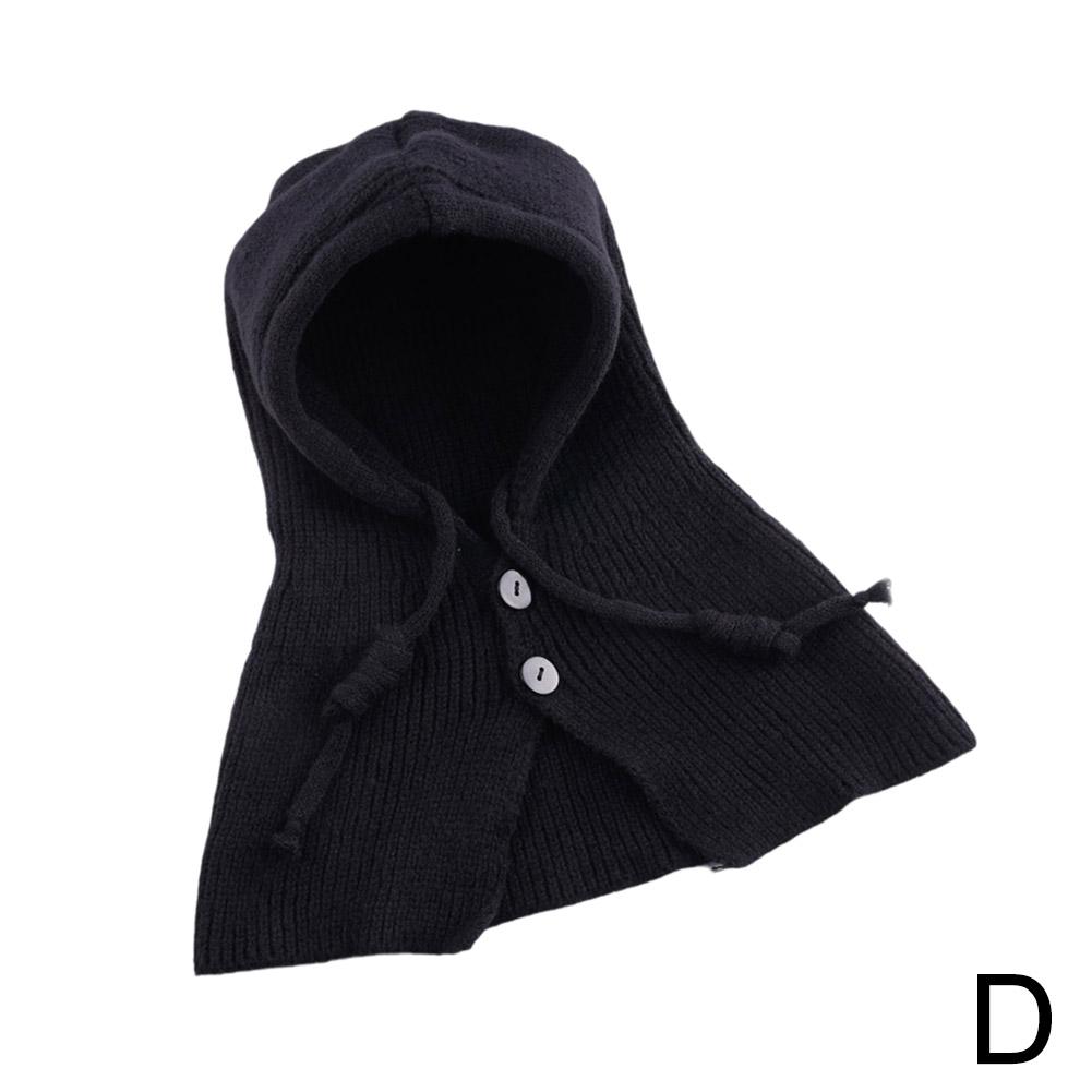 Winter Fashion Knitted Hooded Hat Women Grey Neck Cover Balaclava Beanies Korean Trend Y2k Wool Pullover Hat