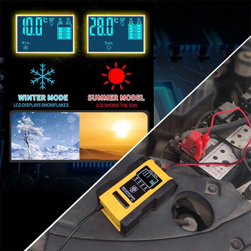 12V 24V nabíječka autobaterií 12V 6A nabíječka baterií údržba 7stupňové nabíjení autobaterie