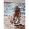 5D DIY Diamond Painting Seaside Girl Full Drill Round Diamond Embroidery Portrait Cross Stitch Mosaic Home Decor