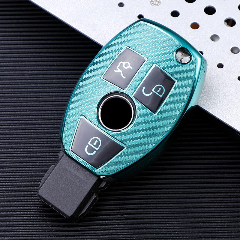 Carbon Fiber TPU Car Smart Key Case Cover pro Mercedes Benz W205 W212 X166 W176 W211 W204 W222 W463 CLA GLC GLK držák