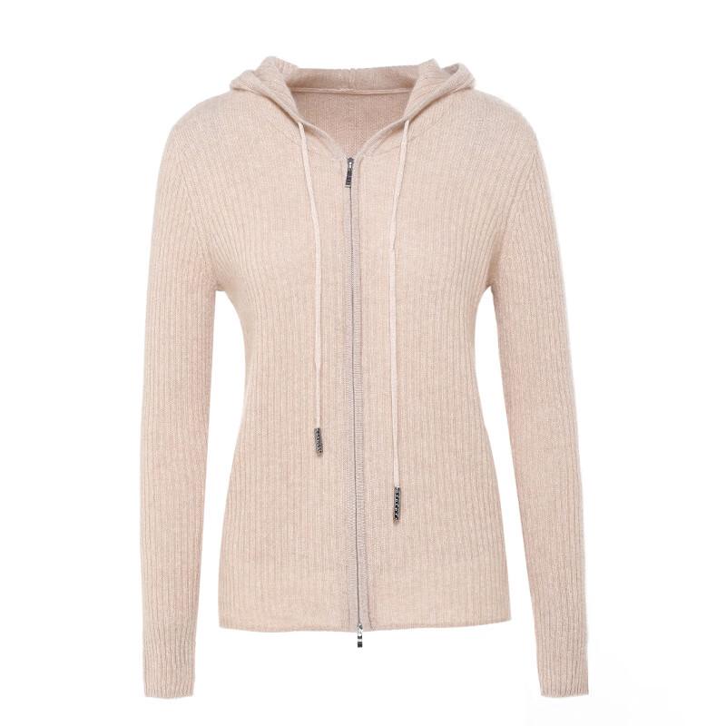 G·TENNA Women's Hooded Zip Cashmere Cardigan