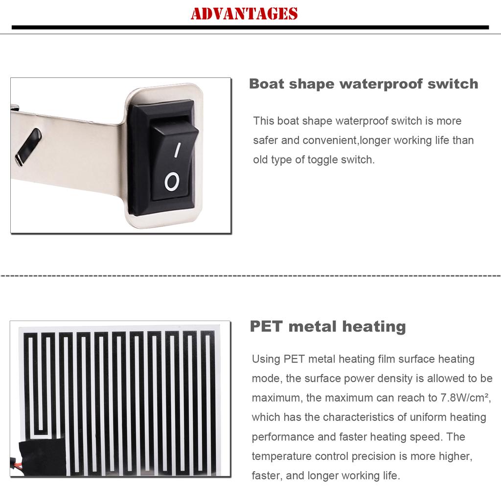 12V Universal PET Heating Motorcycle Grips with Waterproof Switch - 7.8W/cm² Rapid Heat Technology for Honda, Yamaha, BMW