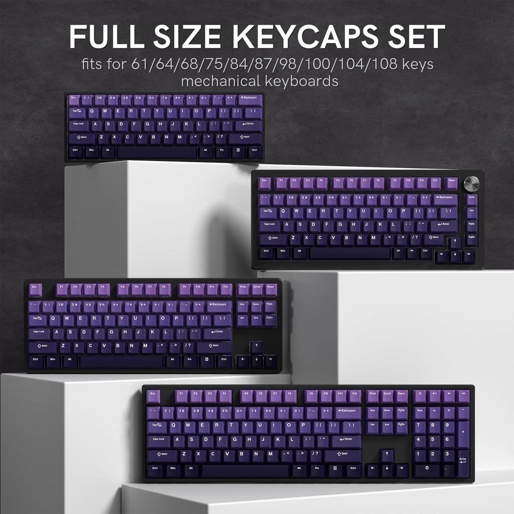 Xiaomi Gradient Purple Double Shot PBT Keycaps 132+ Keys Cherry Profile Keyboard Keycaps for Cherry Gateron MX Switches Gaming Keyboard