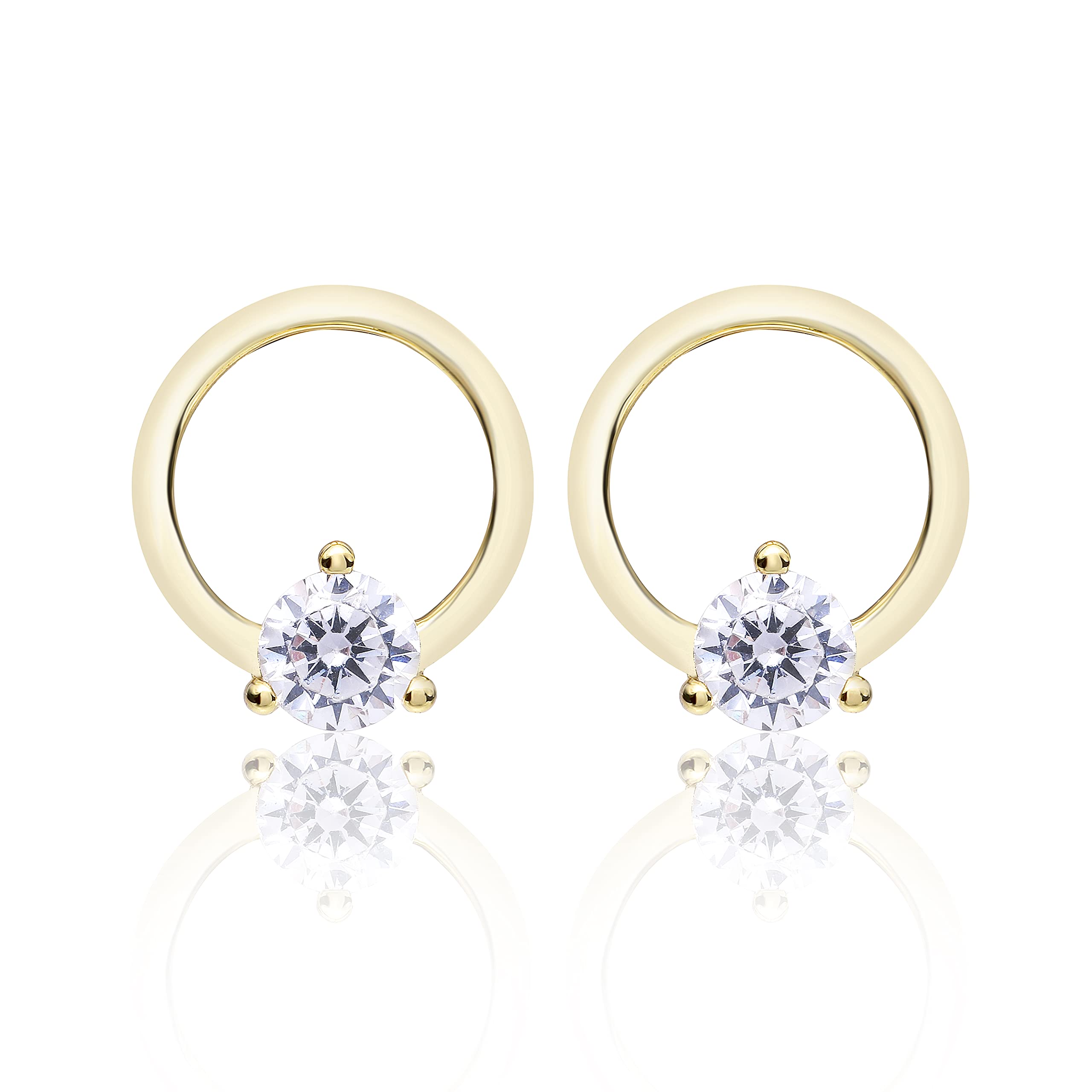 

Stud Earrings Bubble Circle Pierce Earrings Single Zirconia [Naot Jewelry] Women s Type