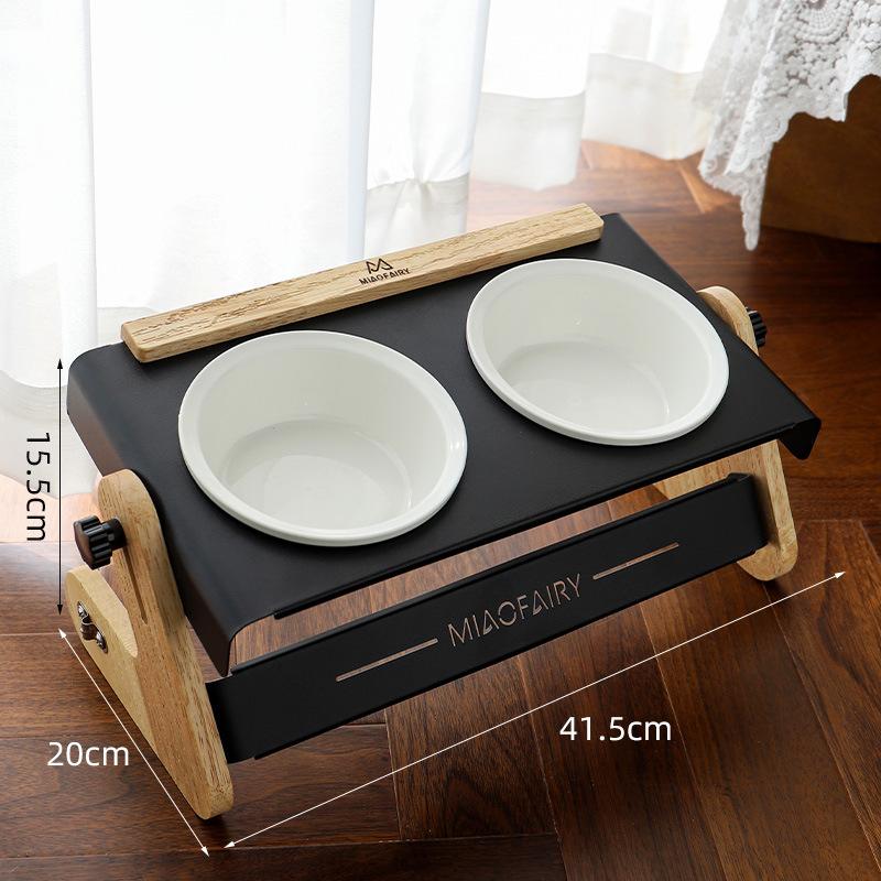 

Ceramics Double Cat Bowl Adjustable Design Outdoor Camping Pet Bowl Anti-slip and Stable Cat Feeder and Drinker Pet Products