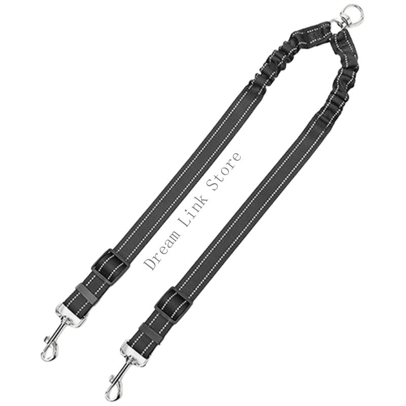 Q1FD Two Dog Walking Leash with Nylon Rope and Metal Clip Ergonomic Padded Pet Control Training Rope for Outdoor Activity