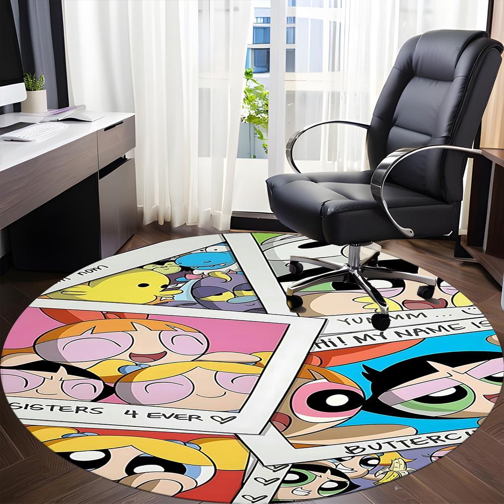 1pc Powerpuff Girls Office Round Area Rug, Under Office Chairs Bedroom Living Room Home Decor, Room Decoa1022136