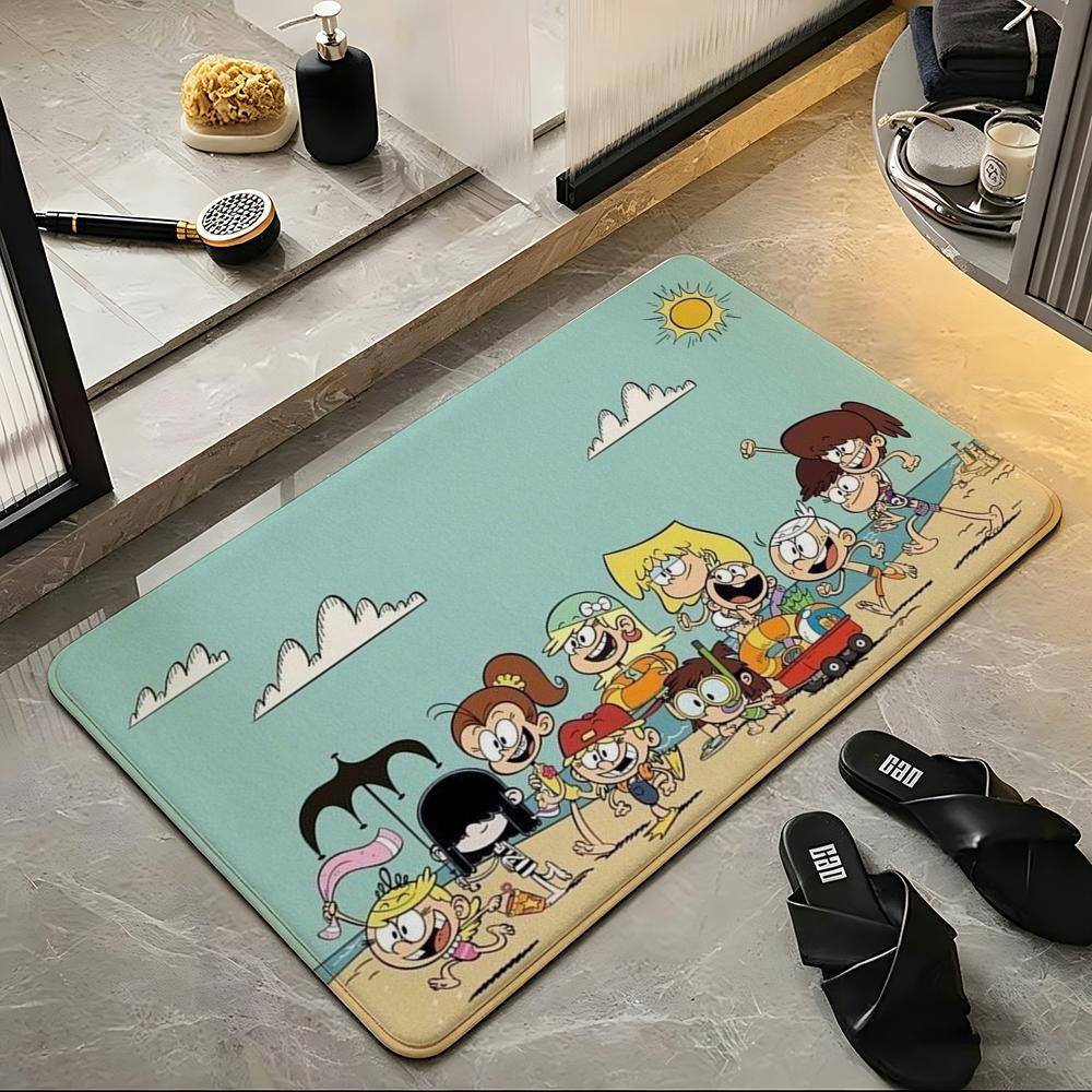 Cartoon T-The L-Loud H-House Floor Mat Soft Flannel Floor Mat Suitable for Entryways, Living Rooms, Bedrooms, and Bathrooms