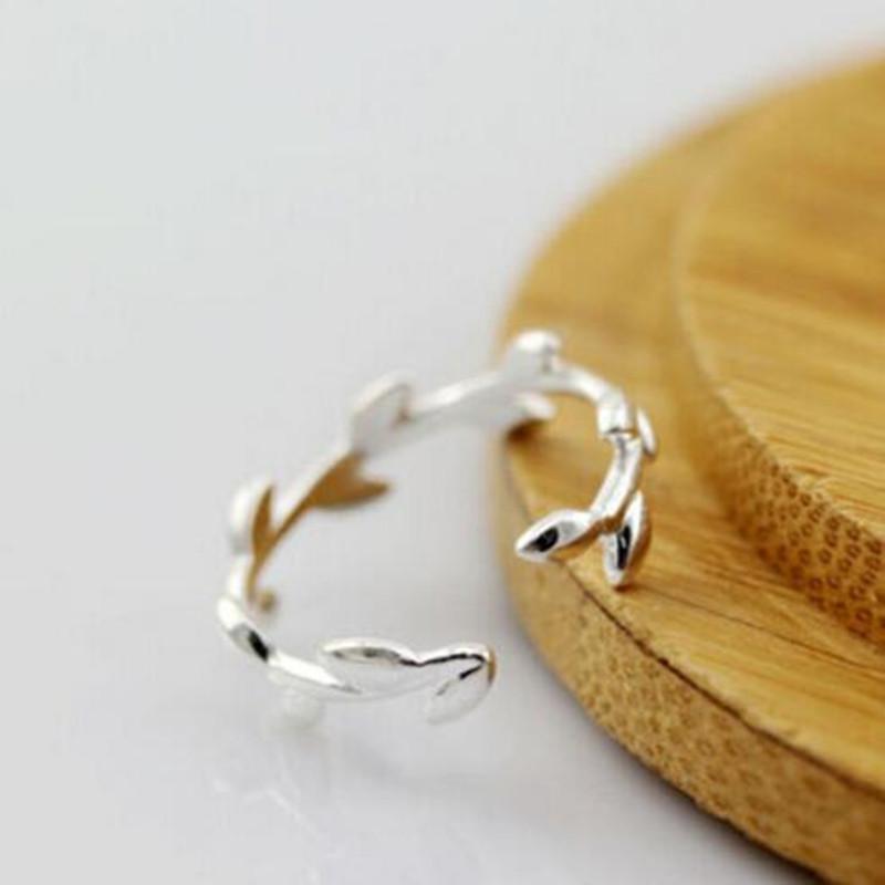 New Simple Aesthetic Tree Branches 925 Silver Jewelry Leaf Popular Not Allergic Opening Rings R045