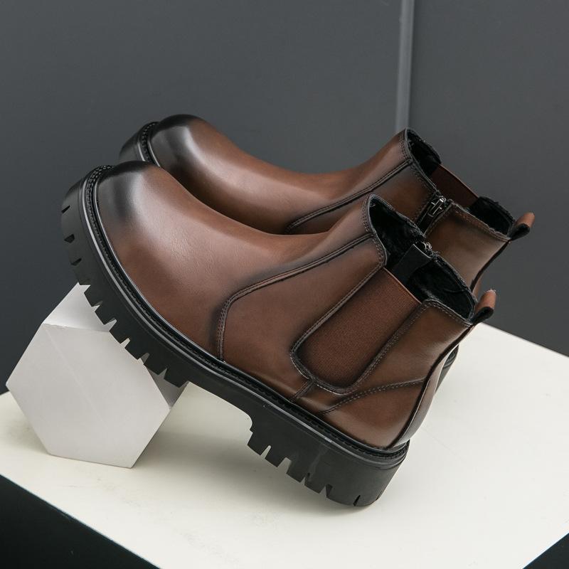 

Мужская обувь осень и зима новые повседневные кожаные ботинки модные мужские высокие кожаные туфли на платформе модные ретро ботинки Martin 44