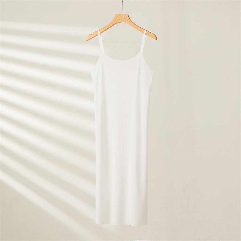 Abiti sottoveste integrali senza cuciture per donna, estivi, taglie forti, in seta ghiacciata, sottoveste, vestiti, senza maniche, camicie da notte integrali, pigiami