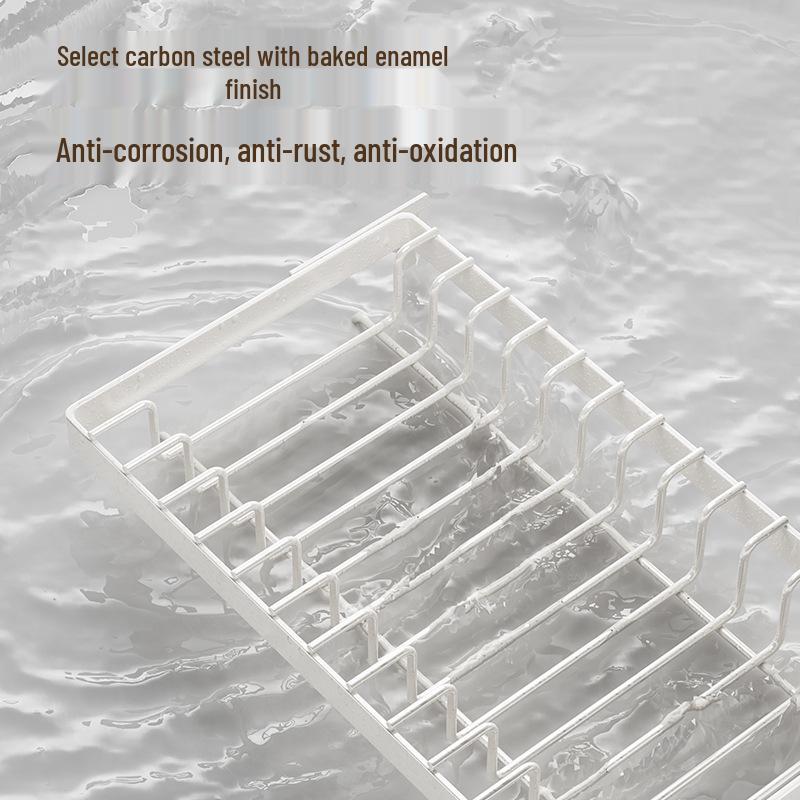 No-Punch Wall-Mounted Dish Drying Rack with Plate and Chopsticks Holder