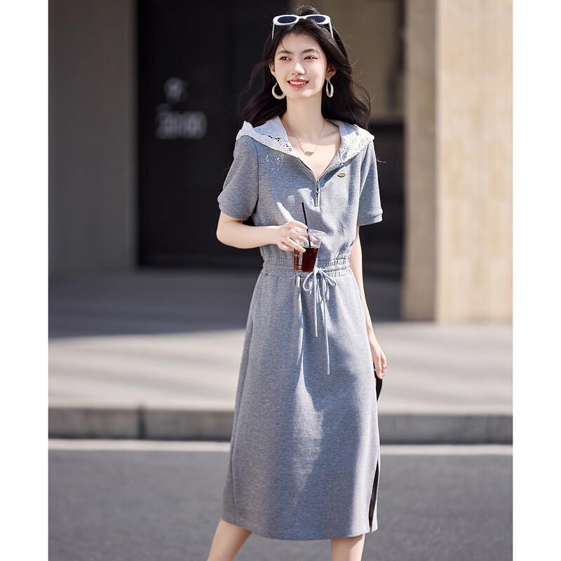 Women's Summer Lace Patchwork Hooded Sweatshirt Dress