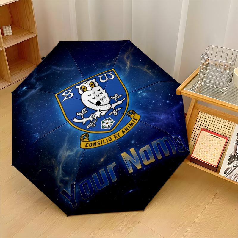 Sheffield Wednesday FC Automatic 3‑Fold Umbrella 8‑Rib Windproof Folding Umbrella Sun Rain Protection For Outdoor Travel Daily Use