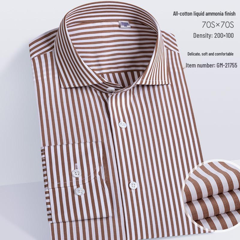 

Мужская весенняя рубашка с длинным рукавом, воротником Виндзор, из чистого хлопка, в полоску 43