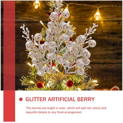 12pcs Artificial Snowberry Picks Faux Berry Stems For Christmas Tree Decor Wreath Wedding Party Winter Home Decoration Holiday