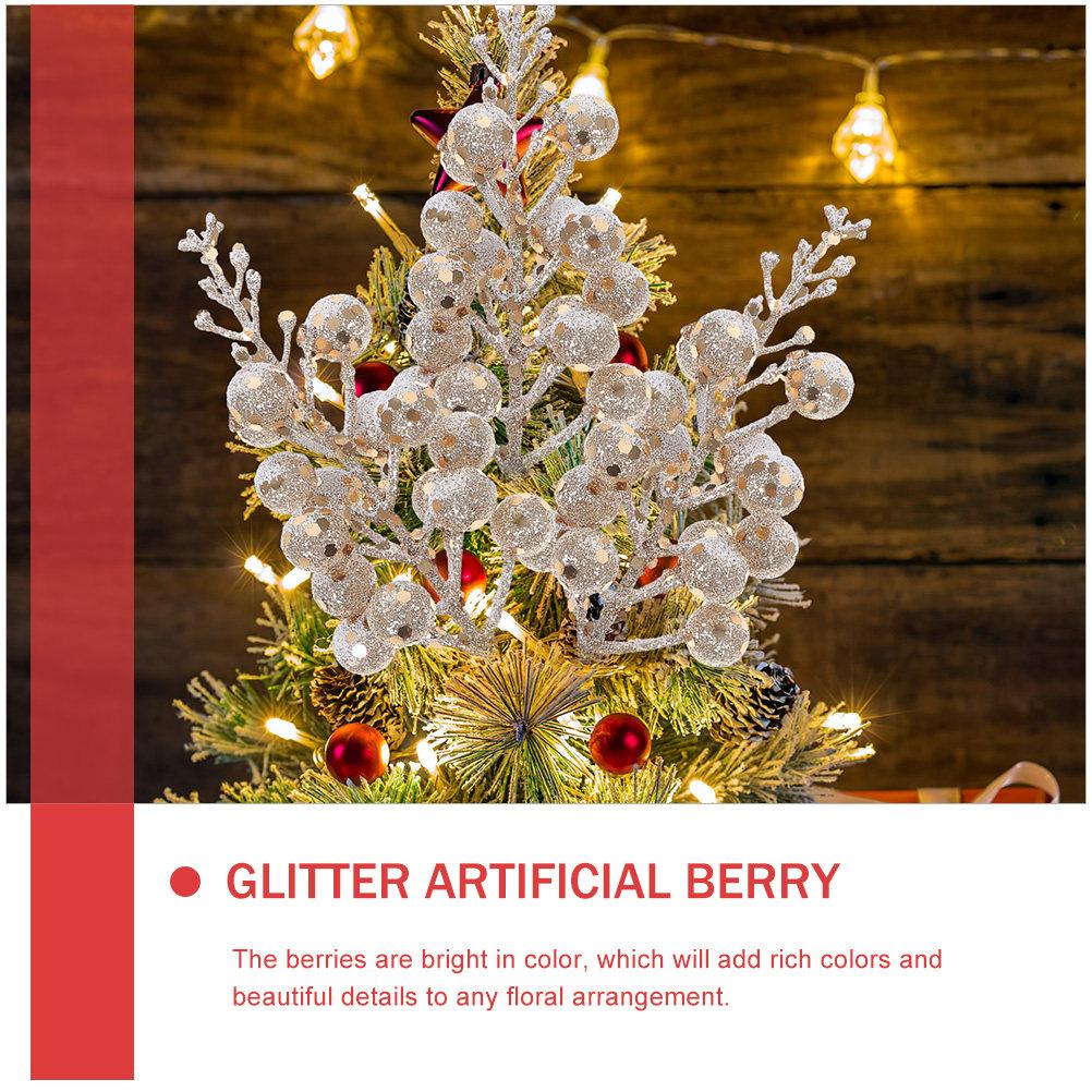 12pcs Artificial Snowberry Picks Faux Berry Stems For Christmas Tree Decor Wreath Wedding Party Winter Home Decoration Holiday