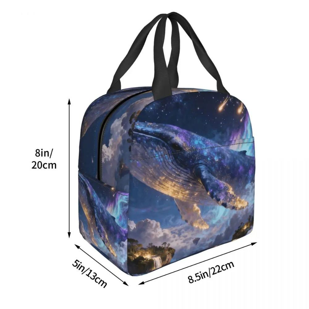 Dreamy Underwater Whale Pattern Insulated Lunch Bag for Women Kids Portable Food Boxes Thermal Lunch Box Tote