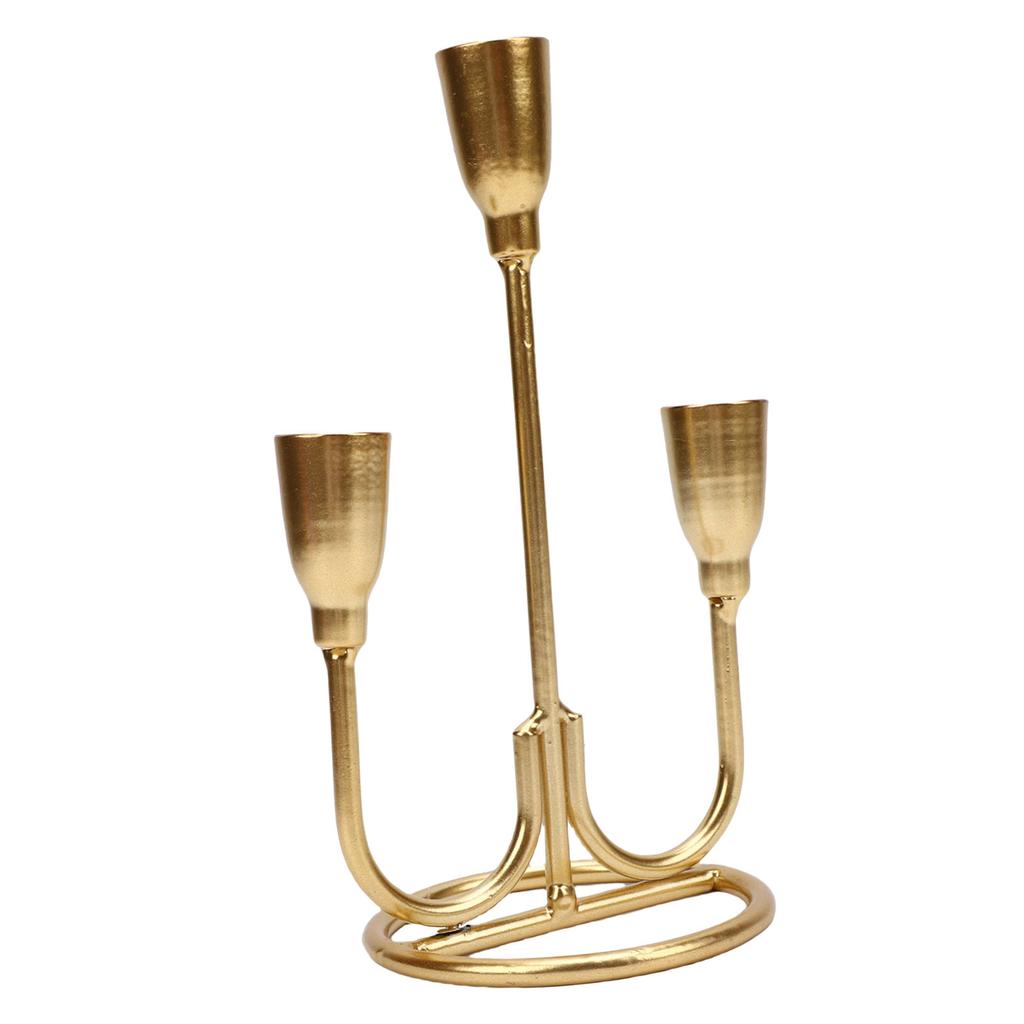 Three Head Candle Holder Iron Exquisite Candlestick Holder for Coffee Table Fireplace Decoration