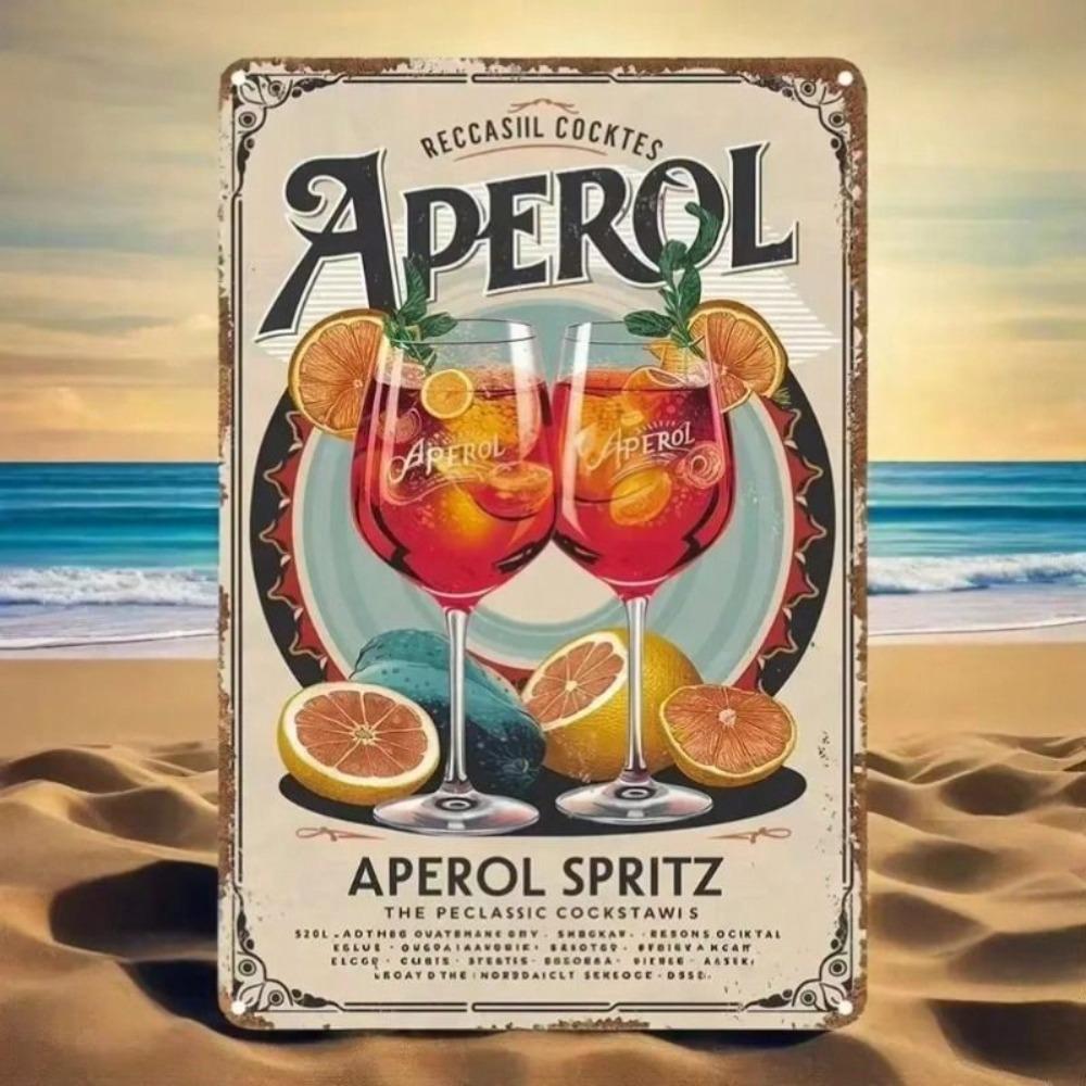 Vintage Aperol Cocktail Metal Sign for Wall Bar Cafe Decor Waterproof