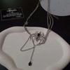 Gothic Spider Crystal Pendant Necklace for Women Dark Long Tassel Chain Spicy Girl Chokers Y2K Accessories Fashion Jewelry Party