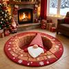 Flannel Area Carpet 3D Illusion Santa Spiral Staircase Presents Rug Soft Fluffy Cozy Christmas Village Floor Cushion