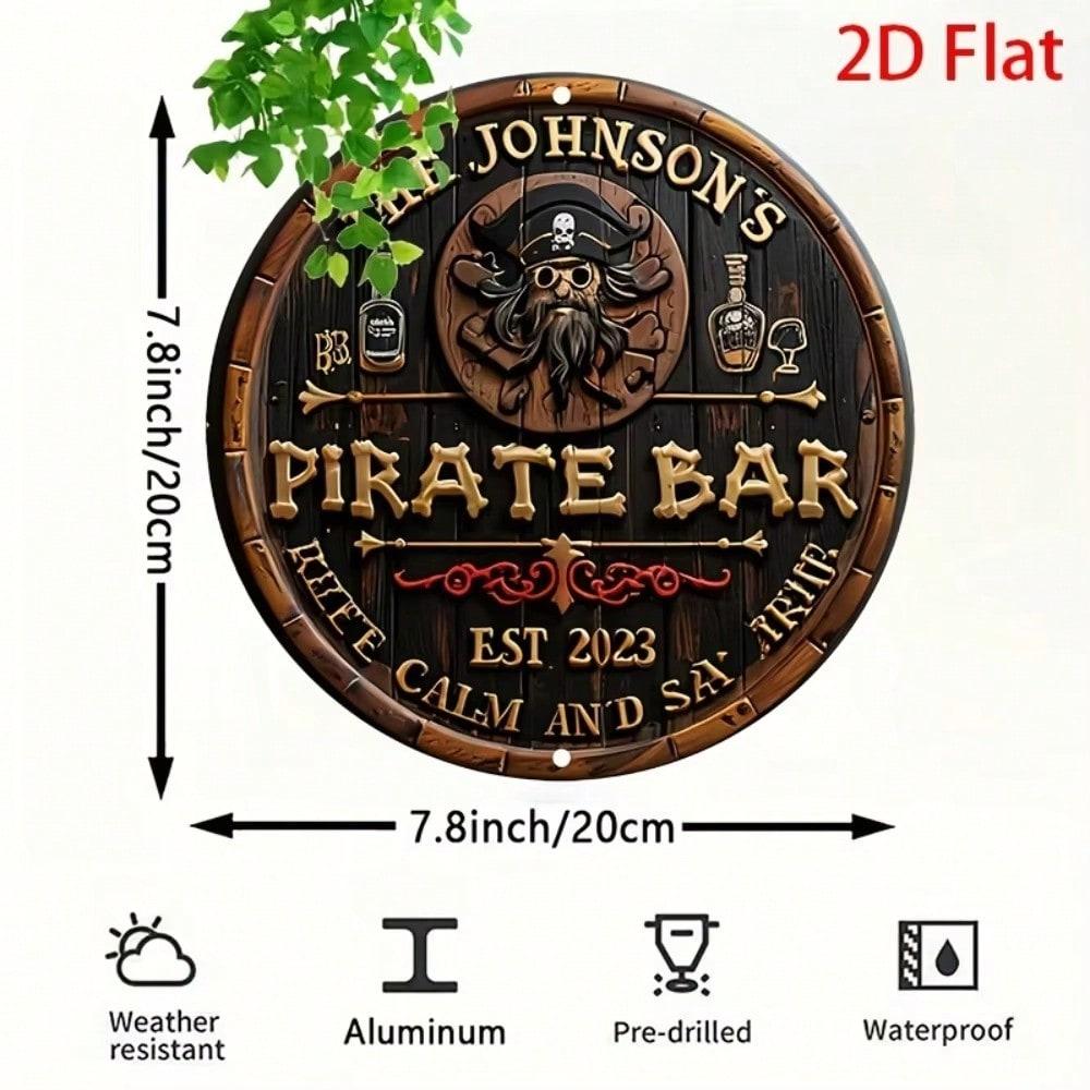

Johnson Vintage Metal Sign Pirate Bar Skull Aluminum Art Halloween Wall Decor різнокольоровий
