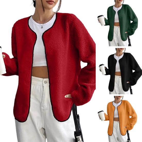 Women's Open Front Fleece Jacket Long Sleeve Cardigan Coat Soft Fuzzy Sherpa Jackets Fall Casual Warm Outerwear