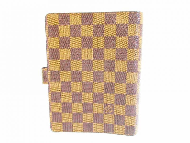 Authentic LOUIS VUITTON Damier Leather Brown Document Holders Agenda MM #6869 Refurbished