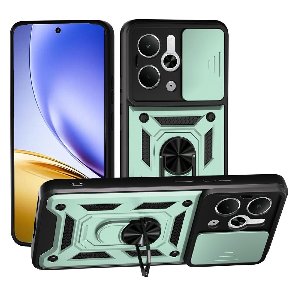 For Realme P3 5G/14 5G Case with Slide Camera Lid PC + TPU Kickstand Phone Cover