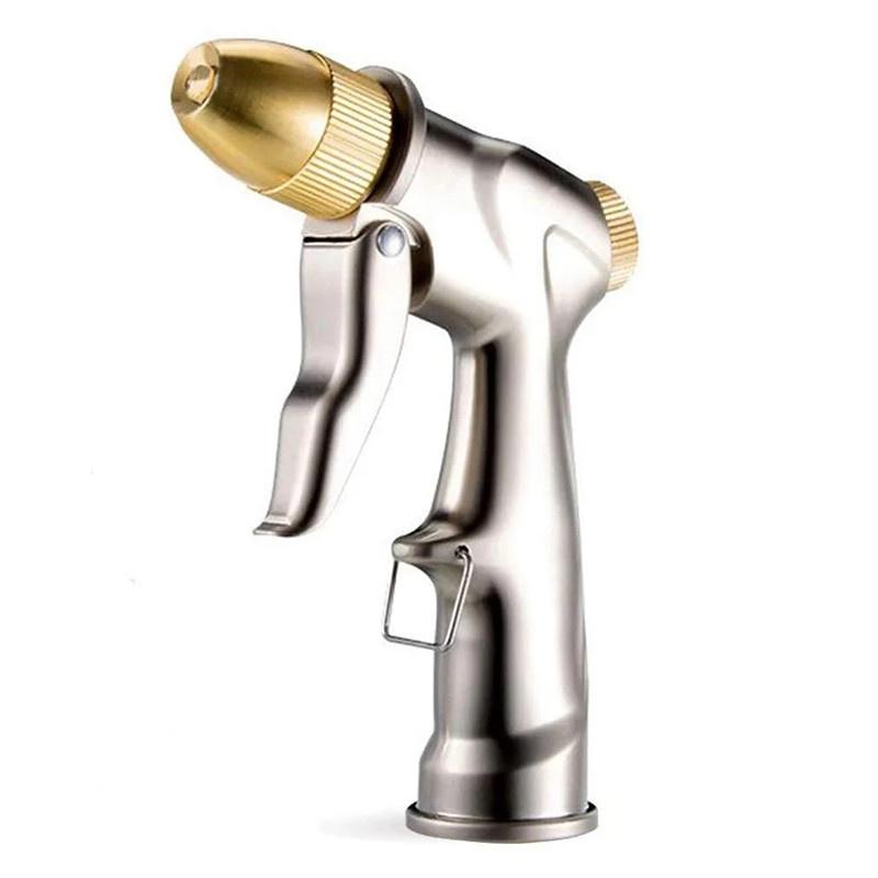 

High Pressure metal Garden Water Spray Gardening Sprayer Water Hose Jet Household Lawn Car Washing Guns Yard Watering Sprinkle серебряный
