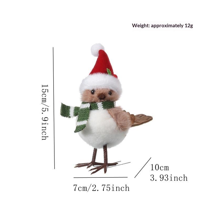 Christmas Plush Bird Ornaments Soft Cute Handmade Hanging Decor for Xmas Tree Home Holiday Party Winter Festival Decoration