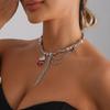 Fashion Gothic Bead Necklace with Unique Heart Shaped Irregular Pattern for Portable and Stylish Appeal