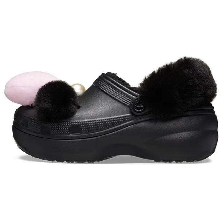 Crocs Eva Solid Thick Sole Fleece Clogs Women clogs Black 210691-001