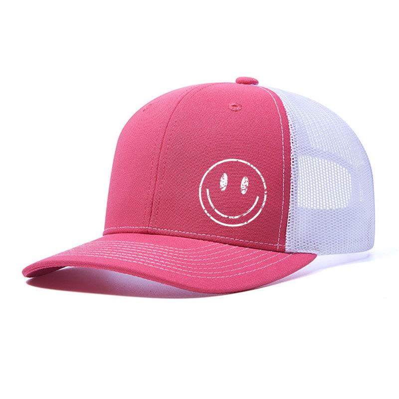 Heat Transfer Smiley Baseball Cap Slightly Curved Richardson Truck Cap Outdoor Breathable Mesh Cap Sun Protection