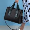 Aidrani New fashionable women's handbag, made of cowhide material with color blocking design, black official bag