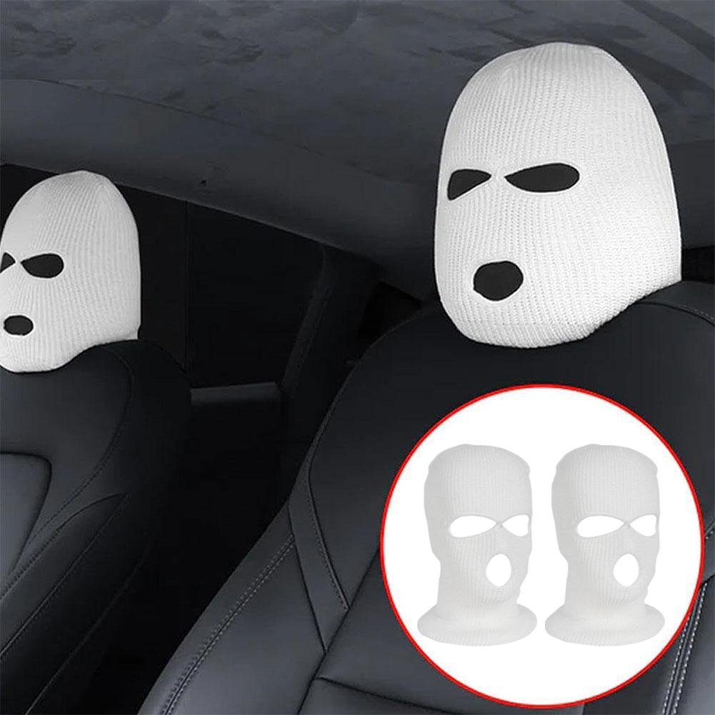 Car Seat Headrest Cover Balaclava 3Holes Full Cover Halloween Christmas Funny Car Decoration Universal for Tesla BMW Nissan