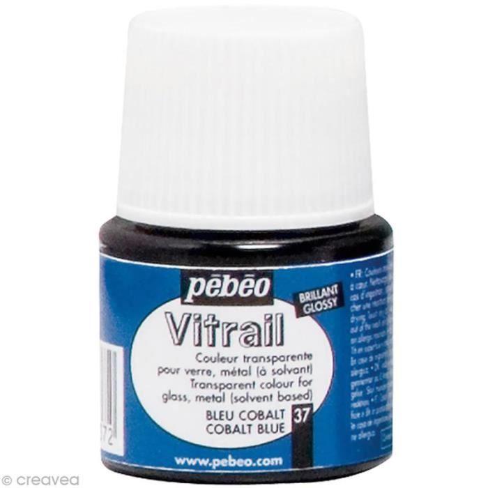 Peinture vitrail transparente - Pébéo - 45 ml - Bleu cobalt transparent