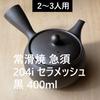 Kyusu 204i with Ceramic Tea Ceramesh Black Made in Japan Tokoname-yaki (Teapot) Strainer, Mud, 400ml,