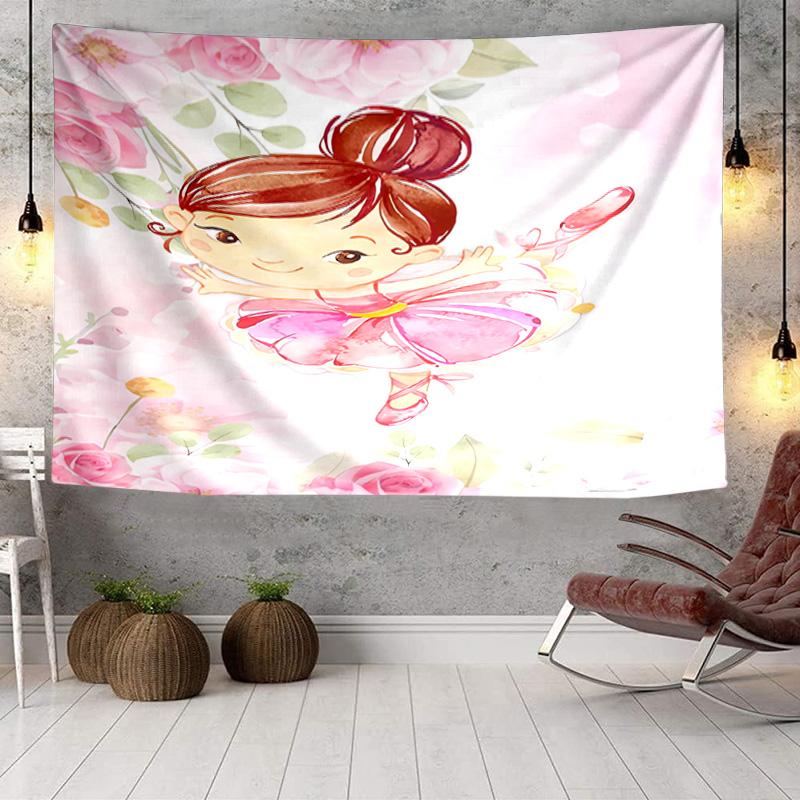 Ballerina In Pink Flowers Tapestry, Unique Design Tapestry, Wall Decor for Bedroom,Livingroom, Playroom,Heartwarming Fan Holiday Gifts