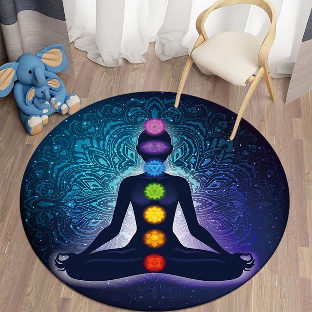 Meditation Themed Home Rugs Round Rugs Living Room Area Rugs Bedroom Floor Mats Home Decor Mode Bedroom Decor Rugs