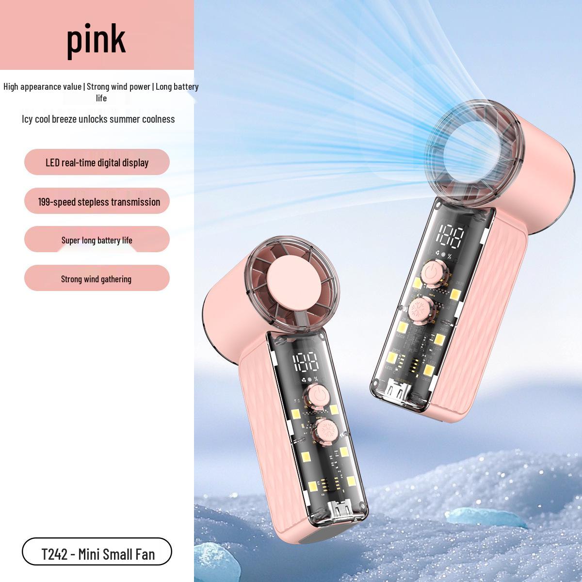T242 Mini USB High-Speed Transparent Handheld Fan for Students