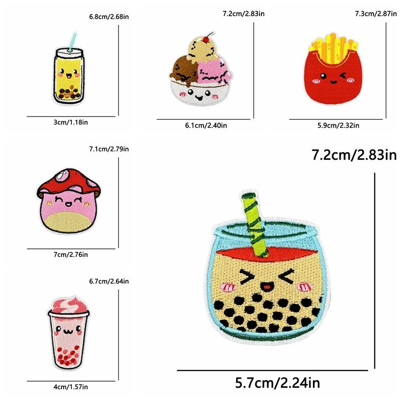 10pcs Wholesale Cute Food Series Embroidery Patches Diy Cartoon Iron On Patches For Clothing Sew Stickers Badge Applique