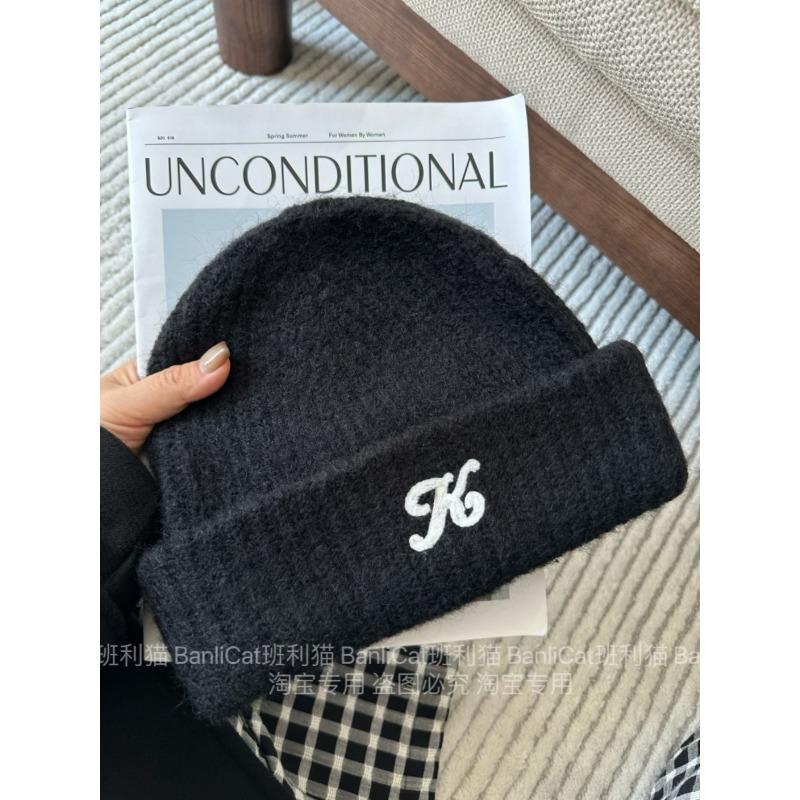 

Autumn and Winter White Ancora Red Wool Blended Woolen Hat for Men and Women Warm Thickened Knitted Hat Cold Hat