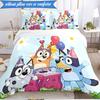 3PCS Bluey Friends Adventure Bedding Set 2D Printing (Includes 1 Duvet Cover + 2 Pillowcases Coreless), Bedroom decor,Fan Gift