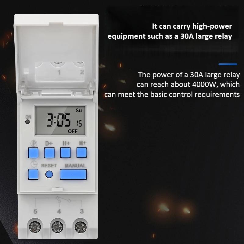 Guide Rail Type Time Control Switch 220V Digital Timer Switch Weekly Programmable Time Relay Control Timer 16 Groups of Settings