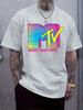 Schwarzes MTV Grafik-T-Shirt - Lässiger Rundhalsausschnitt